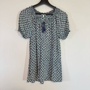 Joie “Masha” Elephant Print Short-Sleeve Silk Blouse | Size S